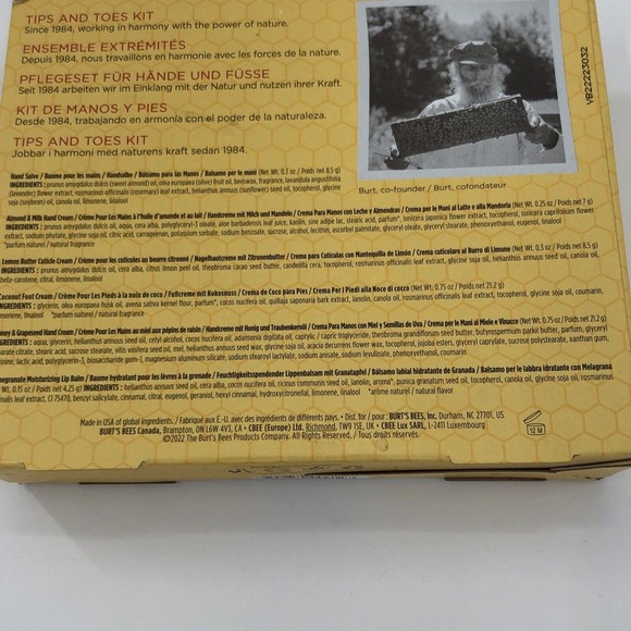 Burts Bees Tips Toes Kit 6 Pieces Hand Salve Cuticle Creams Lip Balm Travel NEW - Picture 7 of 7